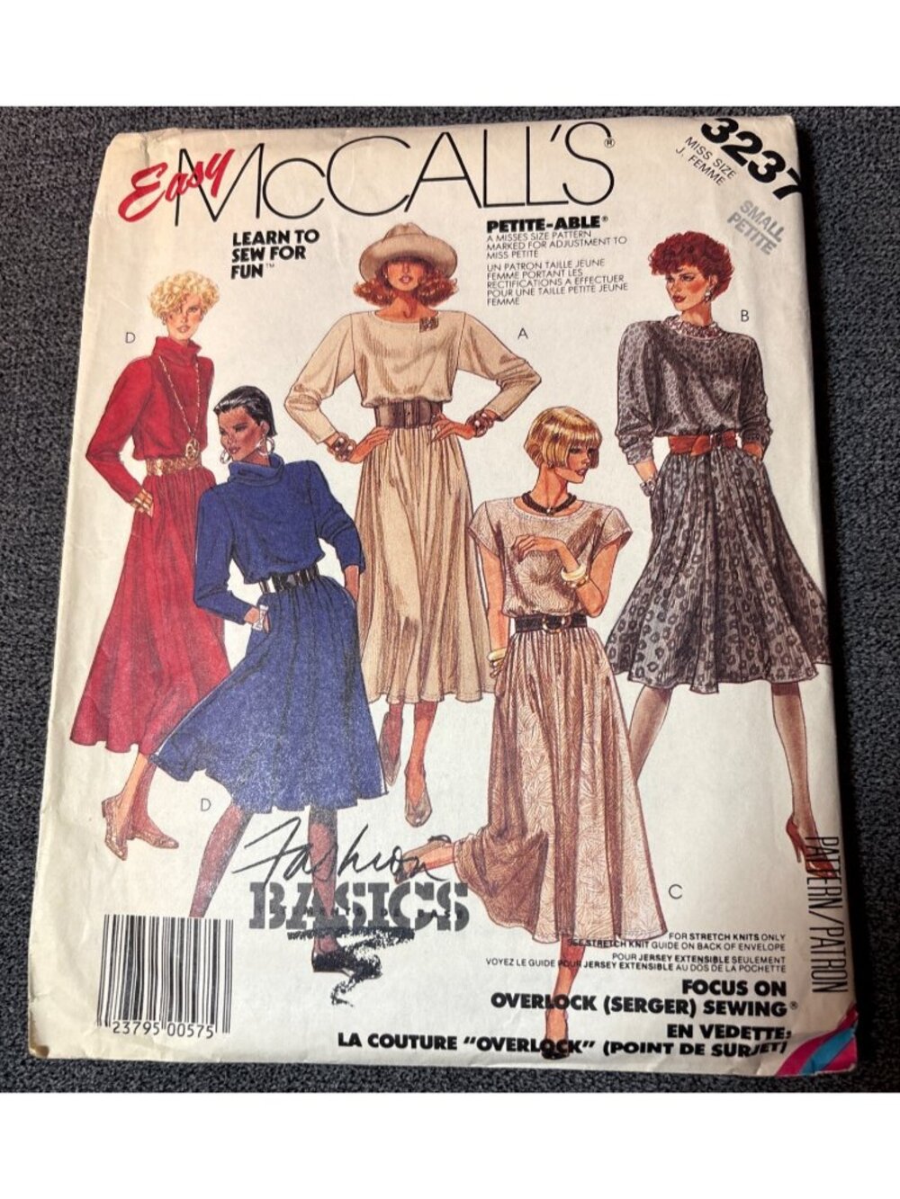 McCalls 3237 Sewing Pattern Misses Size S Dress Vintage 1987 Uncut